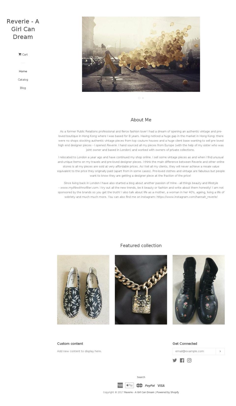 reverieagirlcandream.com shopify website screenshot