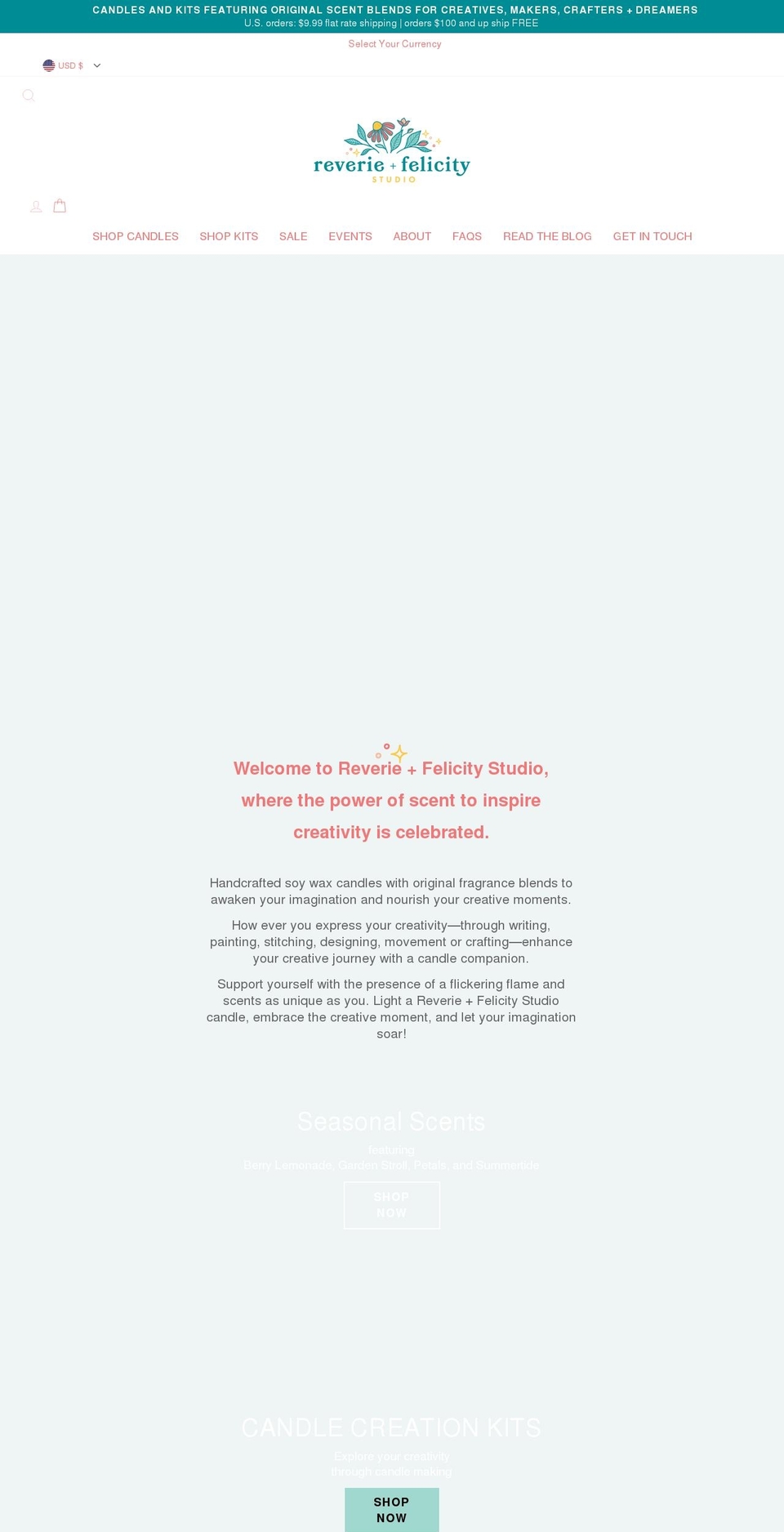 reverieandfelicitystudio.com shopify website screenshot