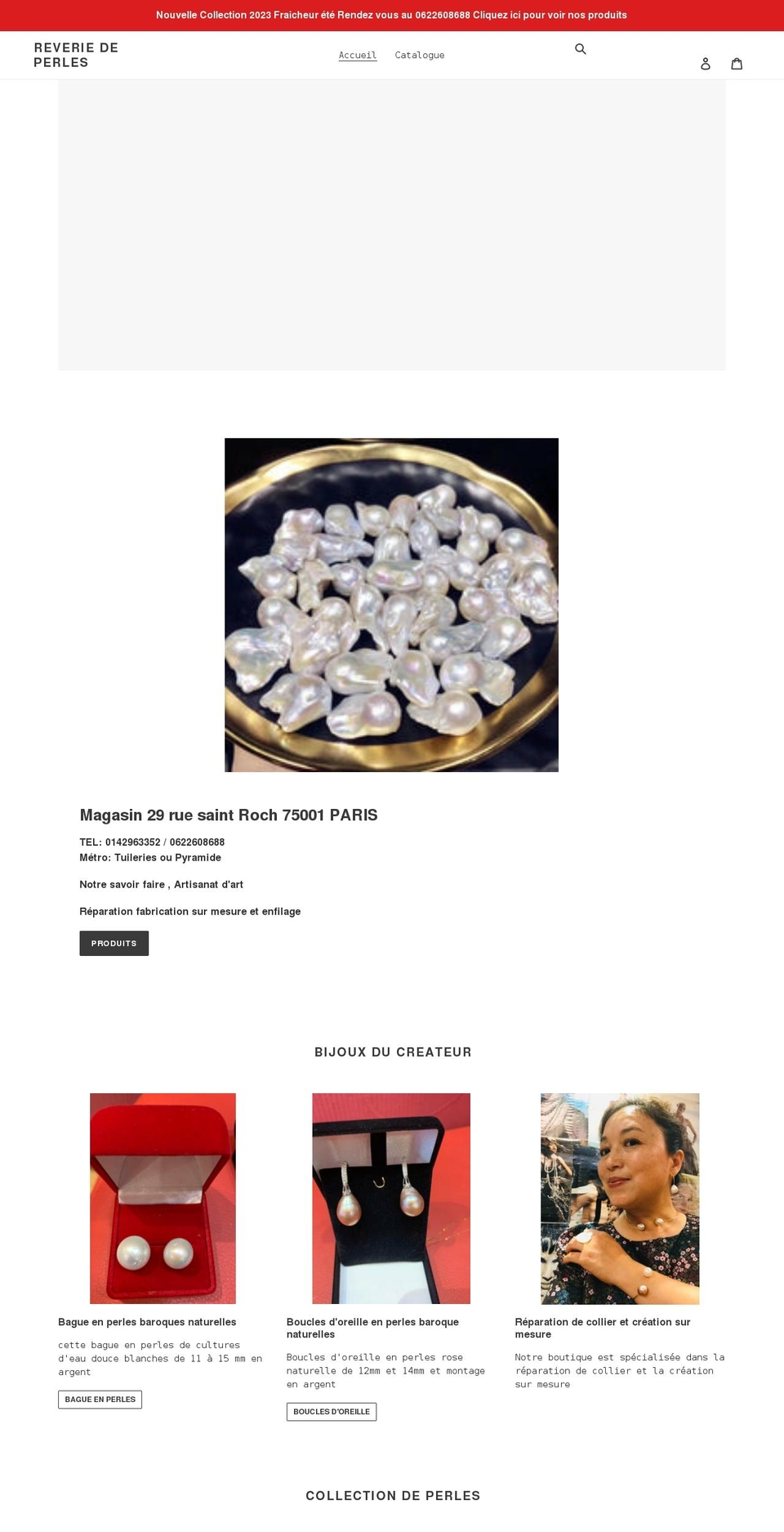 reveriedeperles.com shopify website screenshot