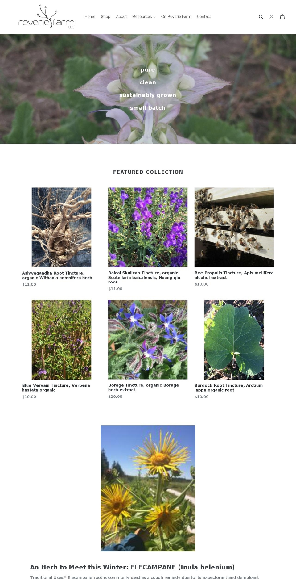 reveriefarmllc.com — Shopify storefront screenshot