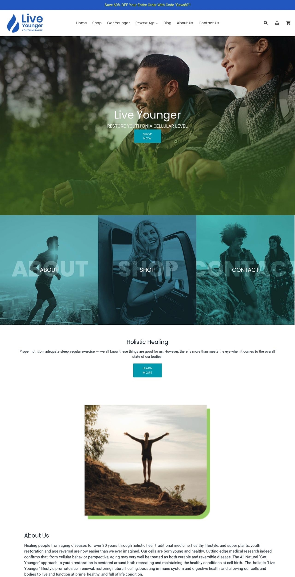 reverseagecenter.com shopify website screenshot