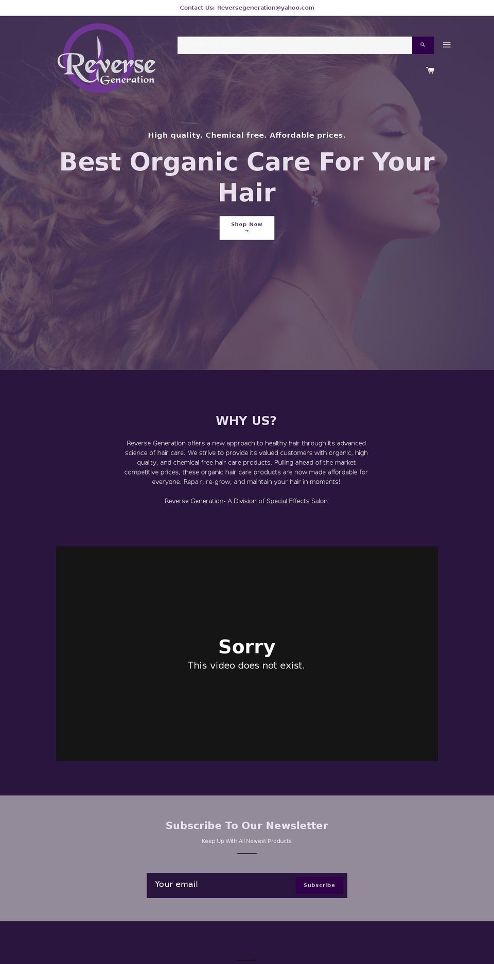 reversegeneration.net shopify website screenshot