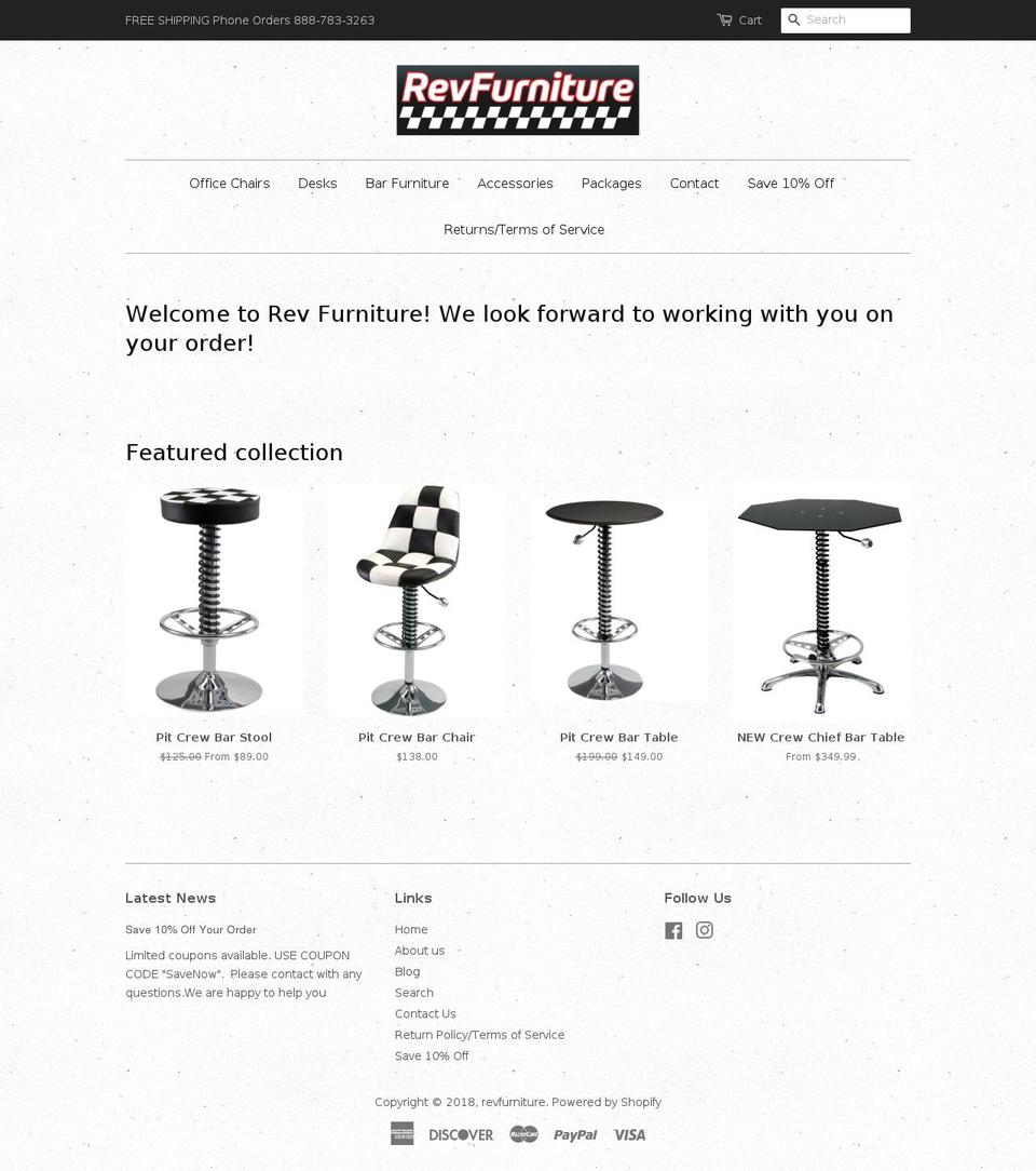 revfurniture.com shopify website screenshot