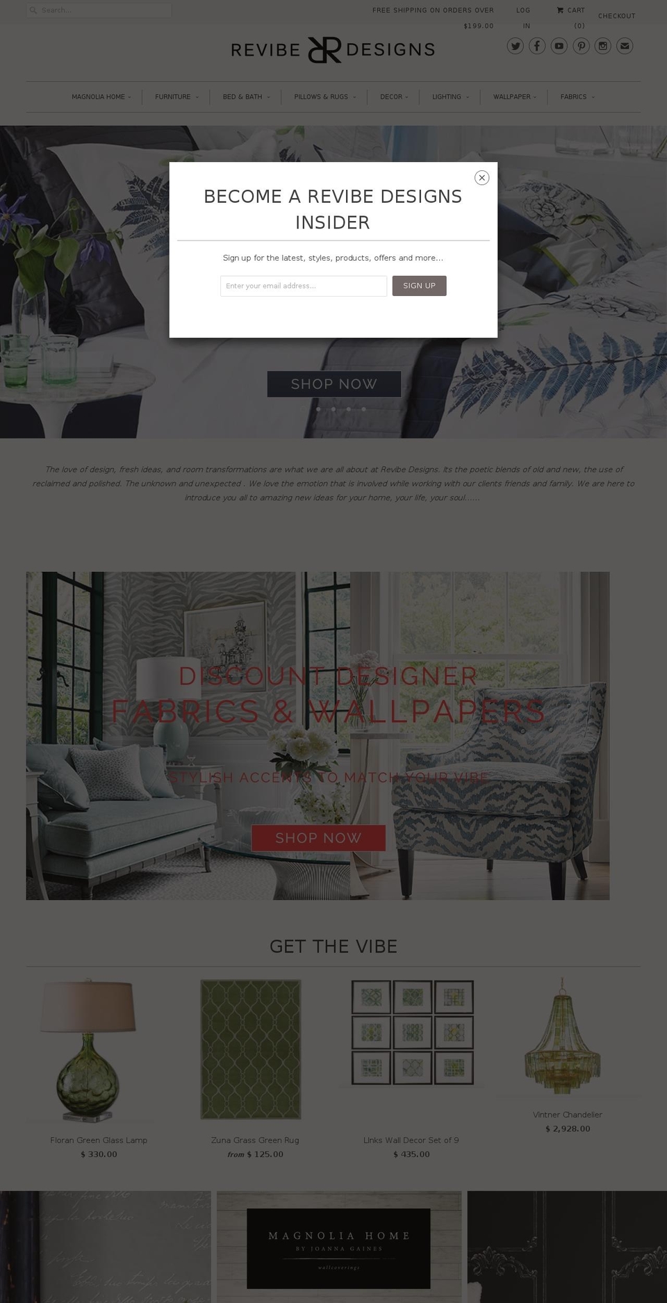 revibedesigns.com shopify website screenshot