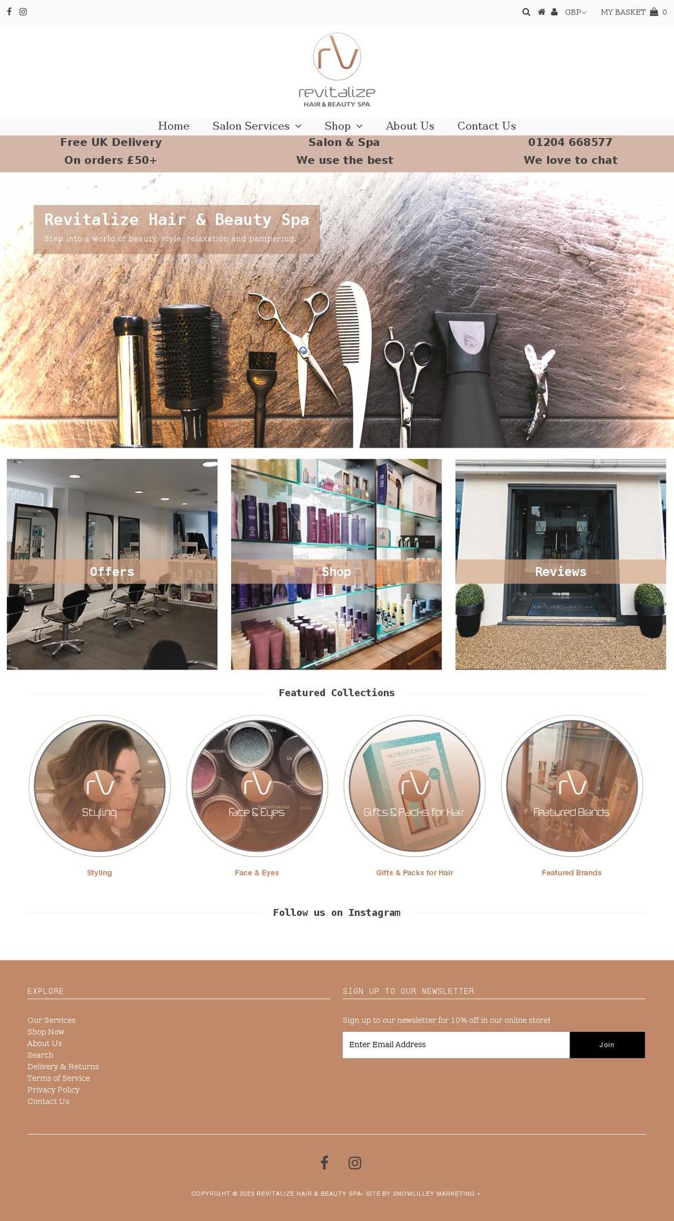 revitalizespa.co.uk shopify website screenshot