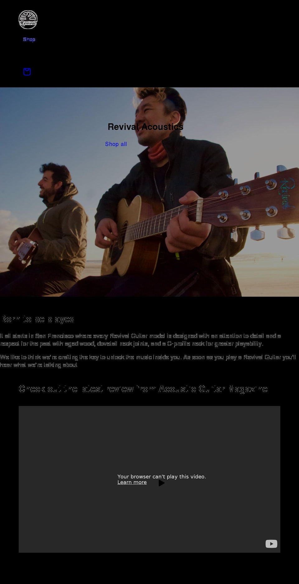 revivalacoustics.com shopify website screenshot