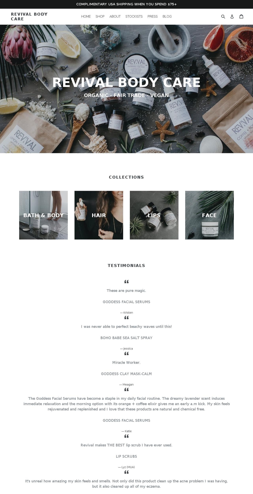 revivalbodycare.com shopify website screenshot