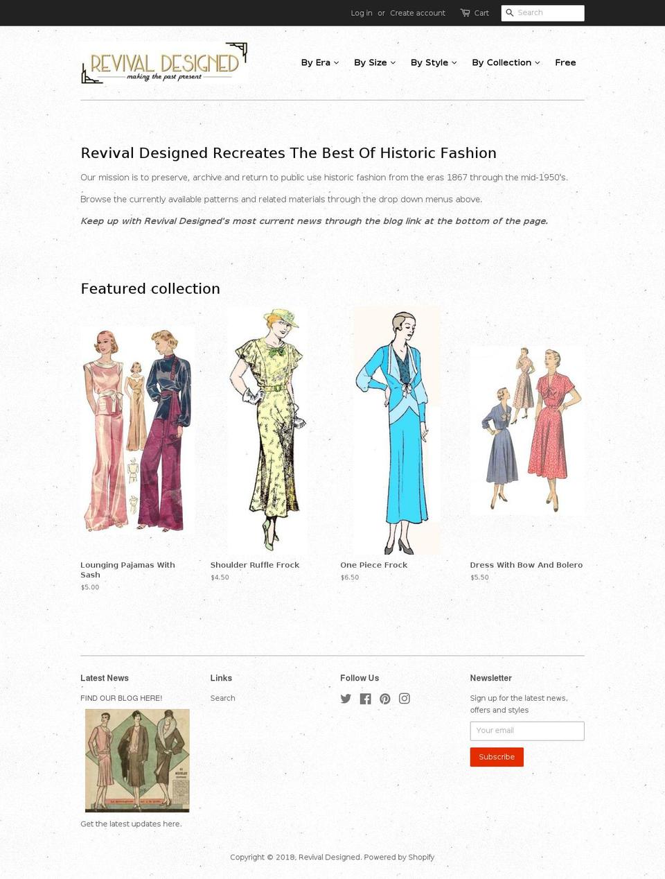 revivaldesignedshop.net shopify website screenshot