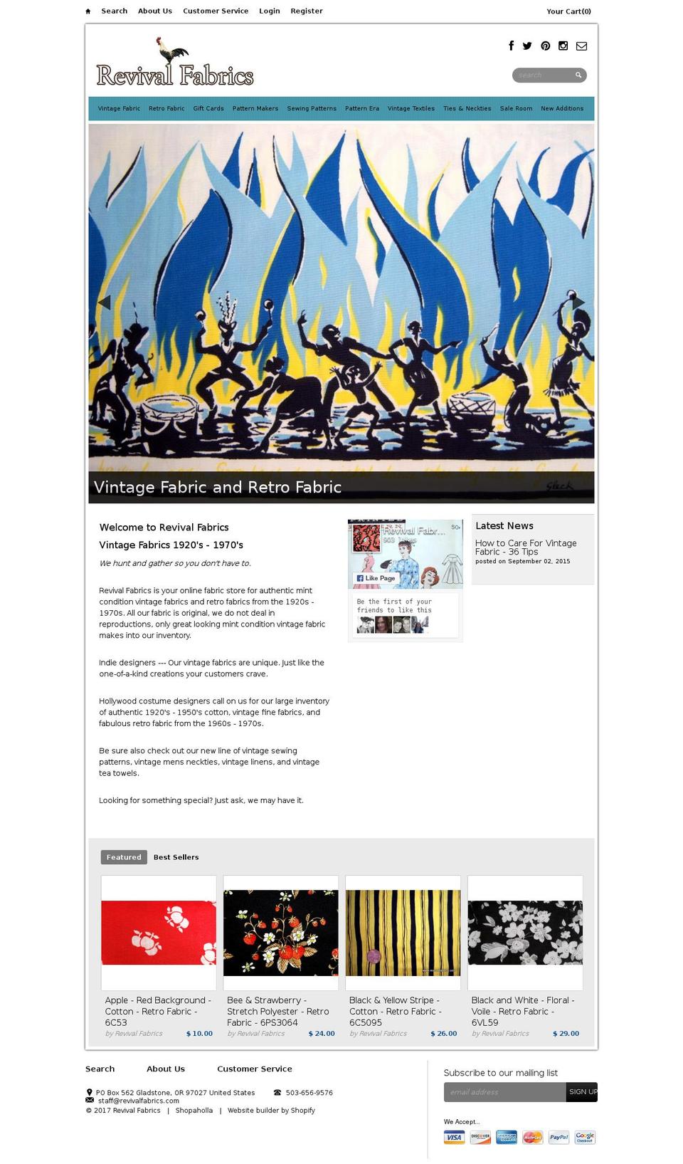 revivalfabrics.com shopify website screenshot
