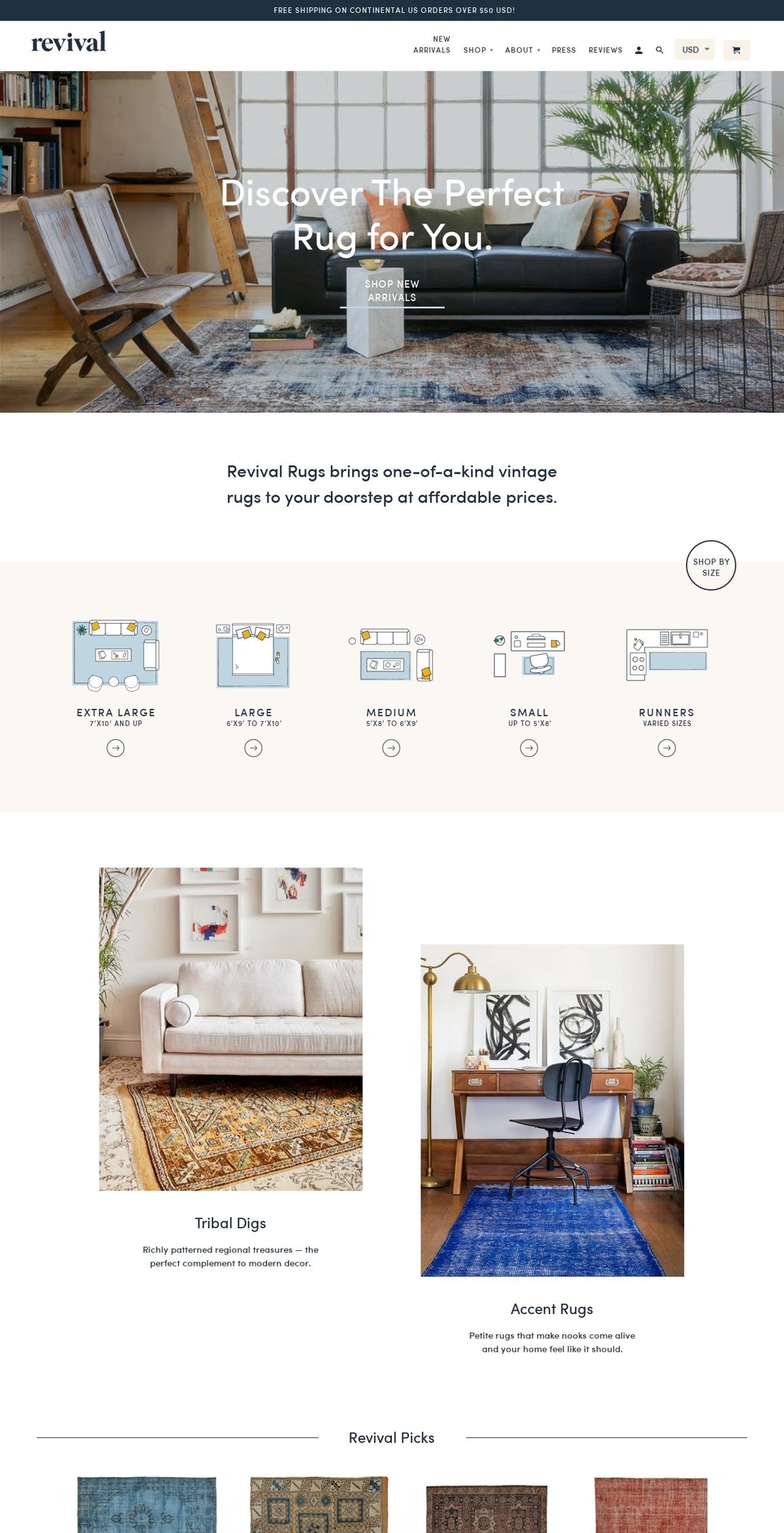 revivalrugs.com shopify website screenshot