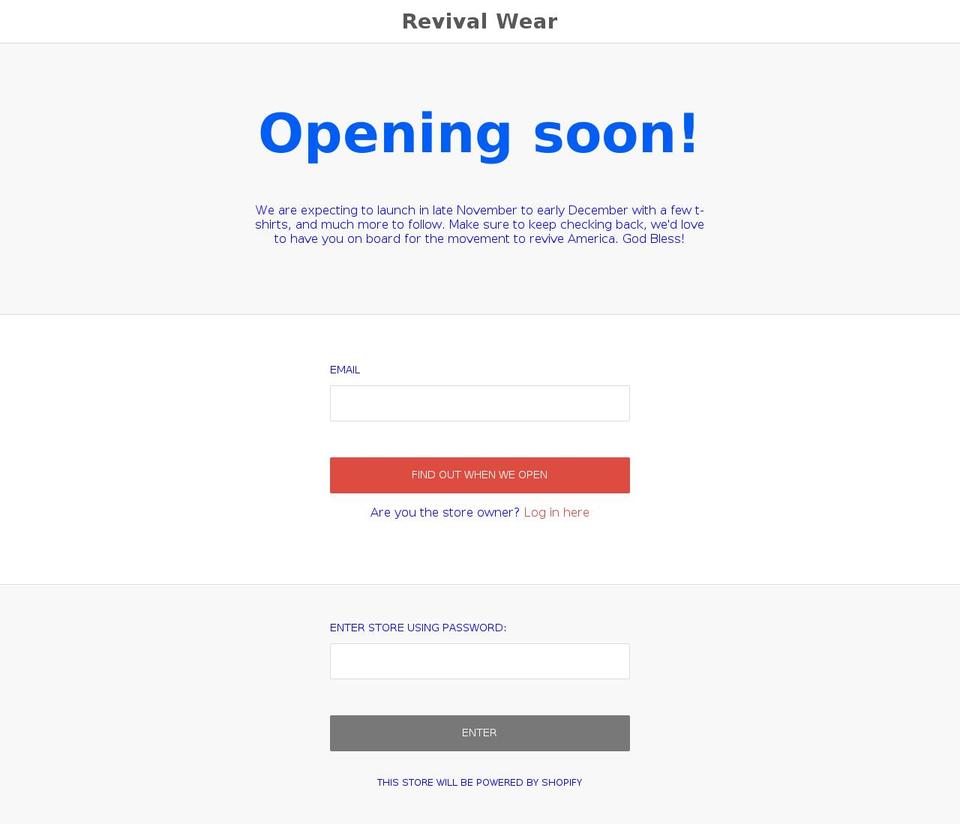 revivalwear.net shopify website screenshot