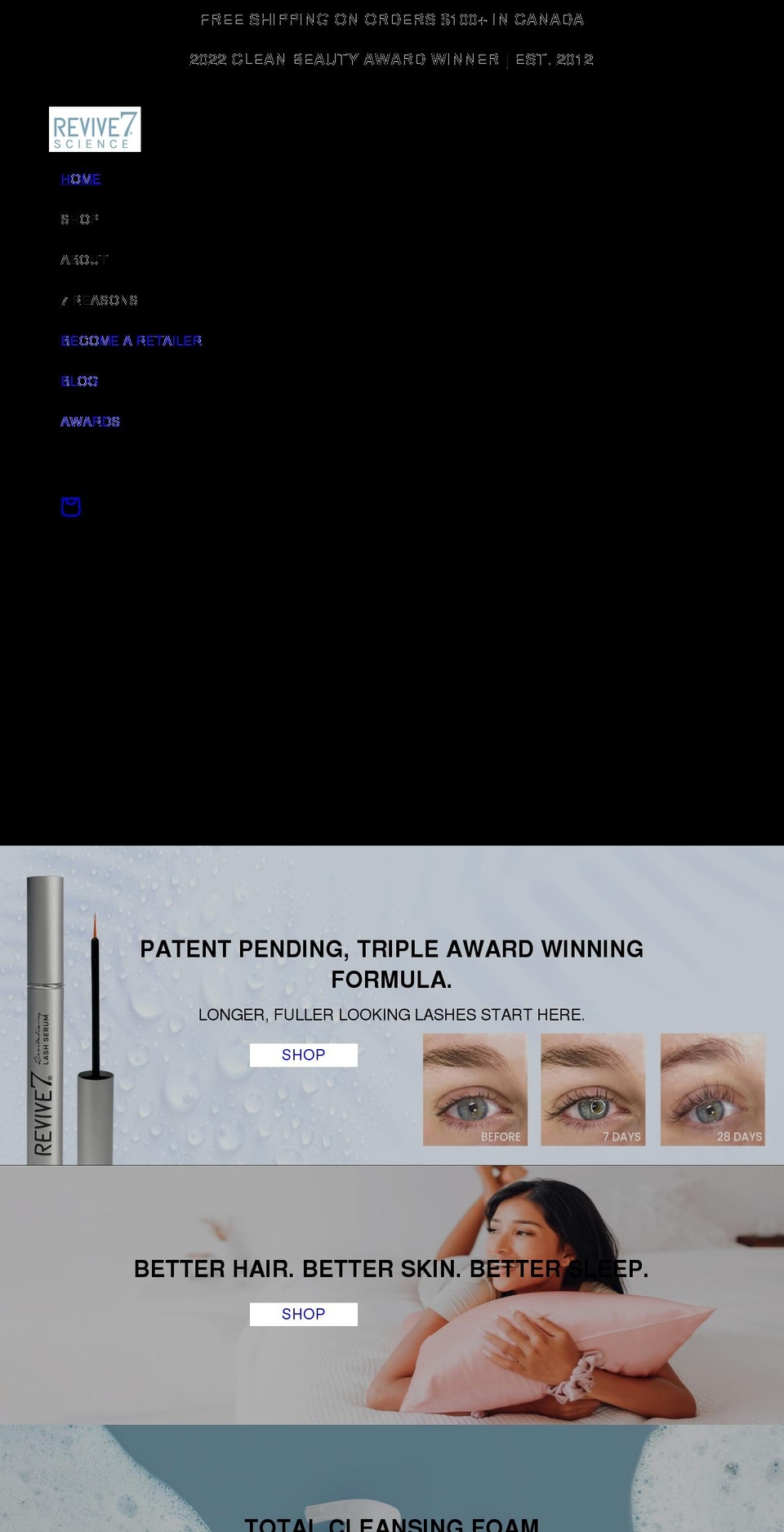 revive7science.com shopify website screenshot