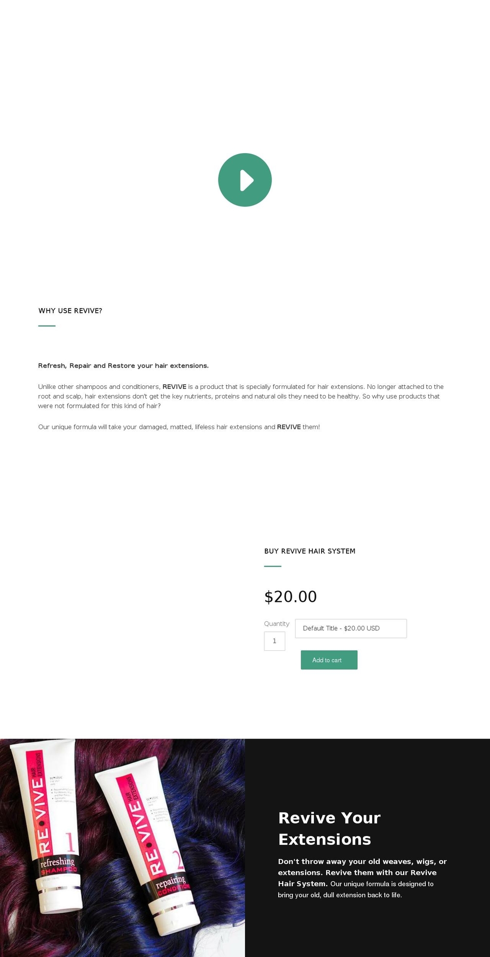 revivehairsystem.com shopify website screenshot