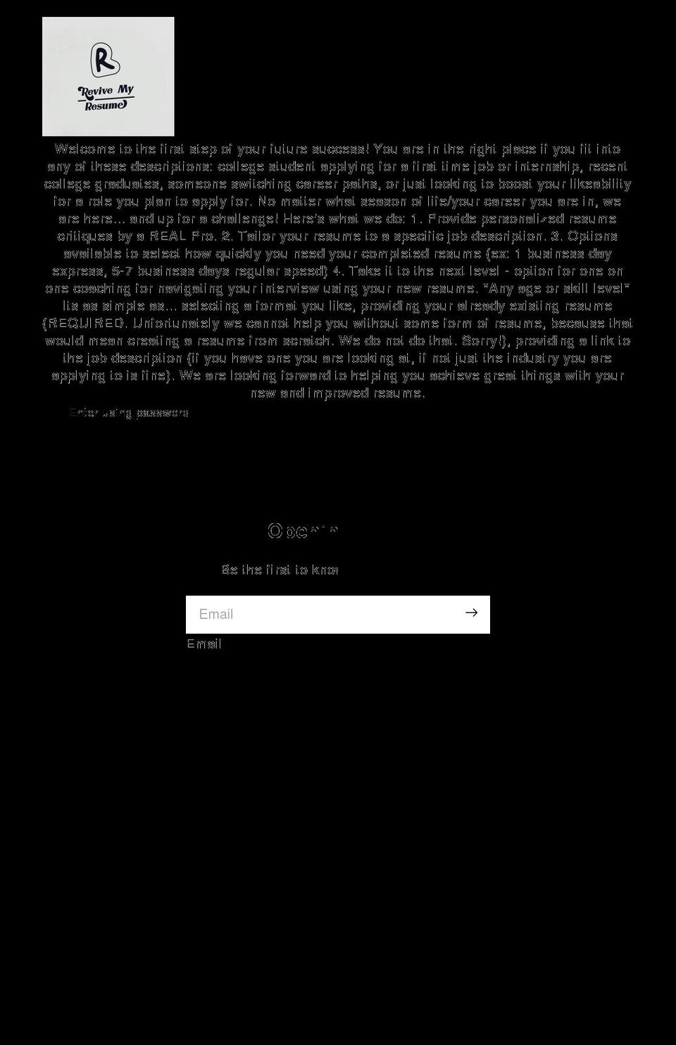 revivemyresume.com shopify website screenshot