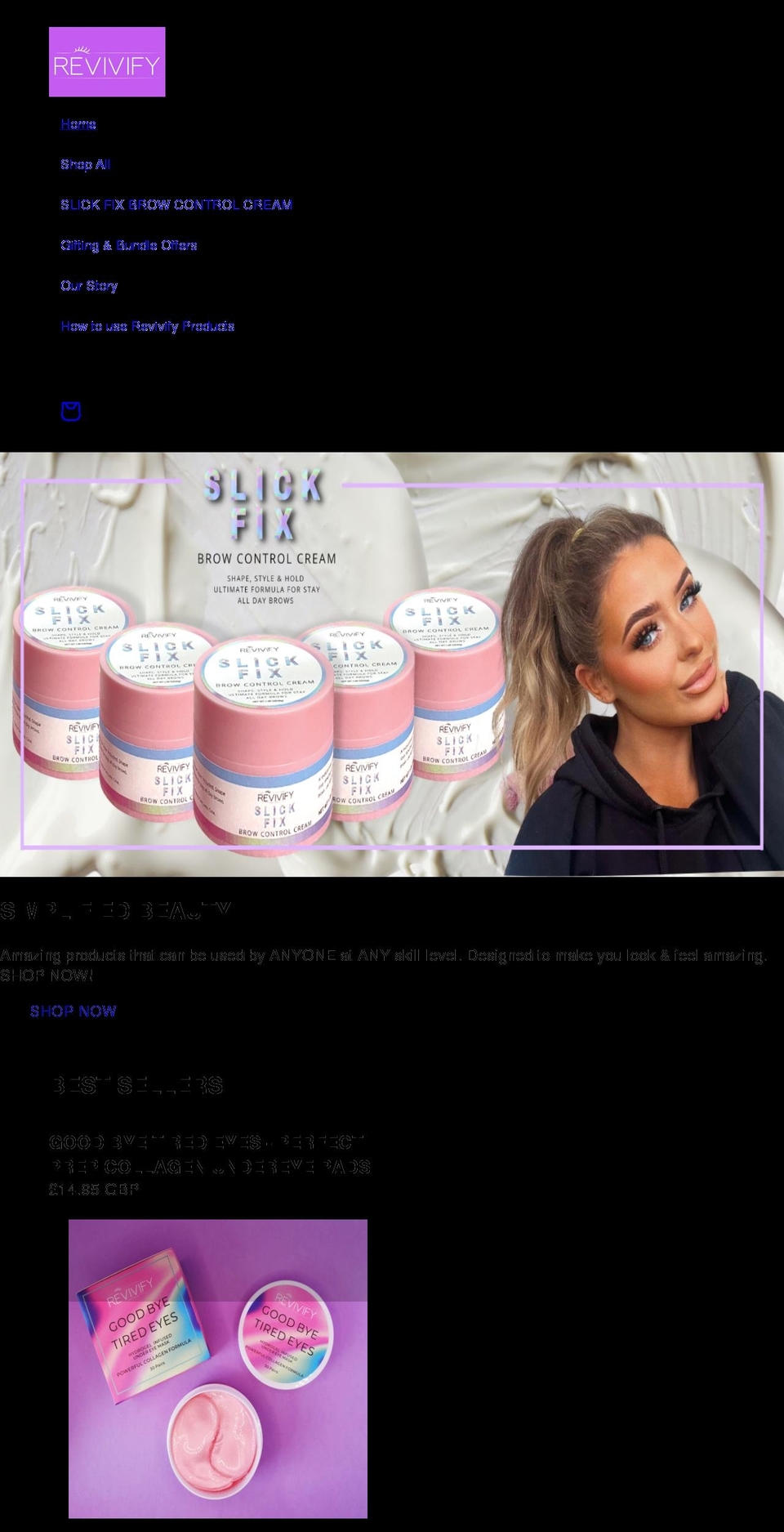 revivifybeauty.co.uk shopify website screenshot