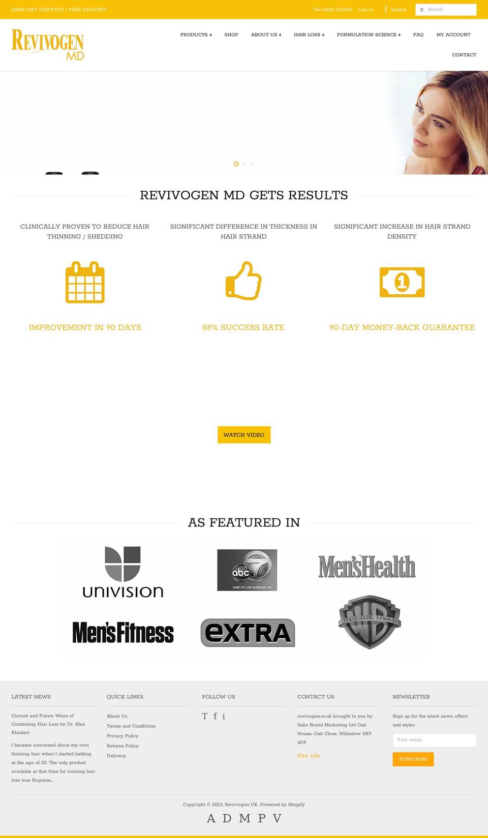 revivogen.co.uk shopify website screenshot