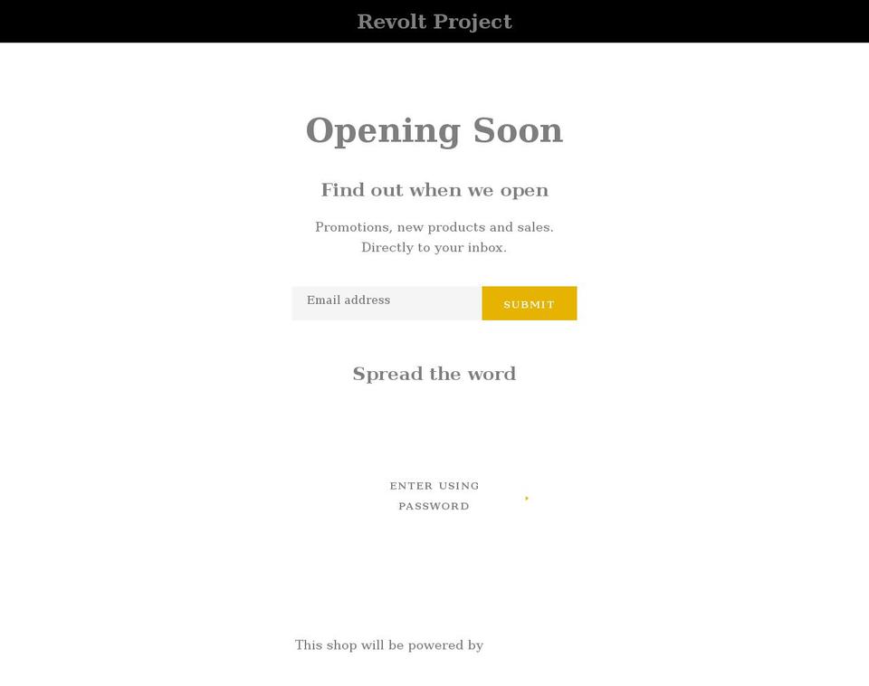 revoltproject.com shopify website screenshot
