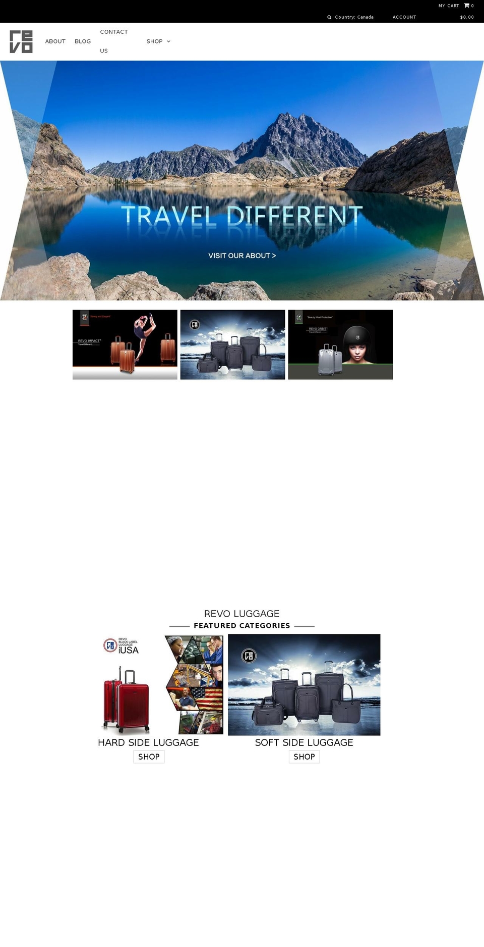 revoluggage.ca shopify website screenshot