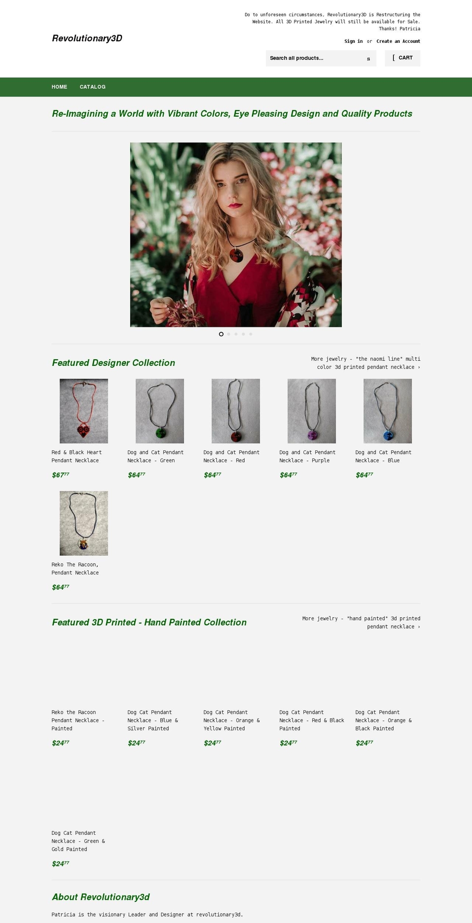revolutionary3d.com shopify website screenshot