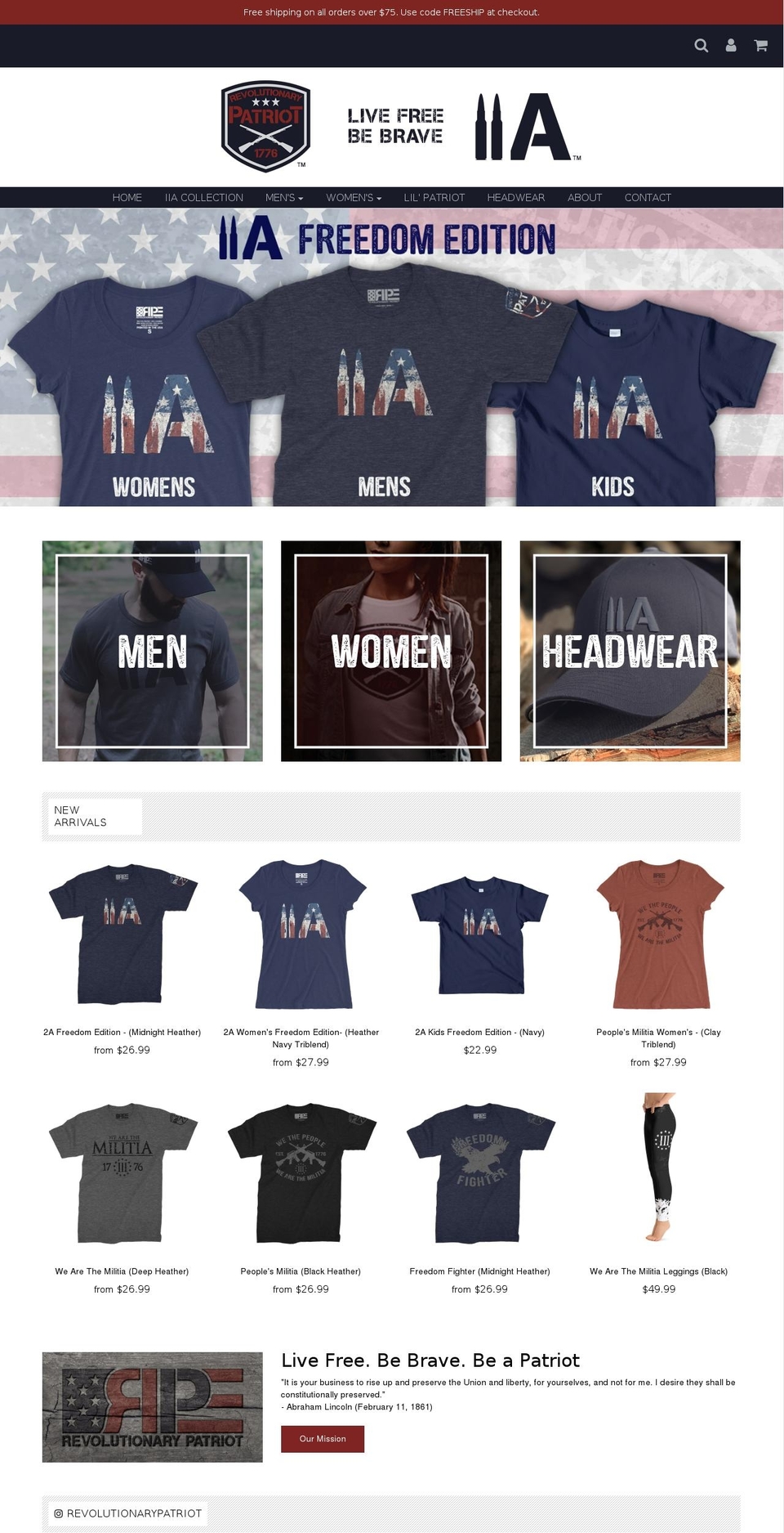 revolutionarypatriot.com shopify website screenshot