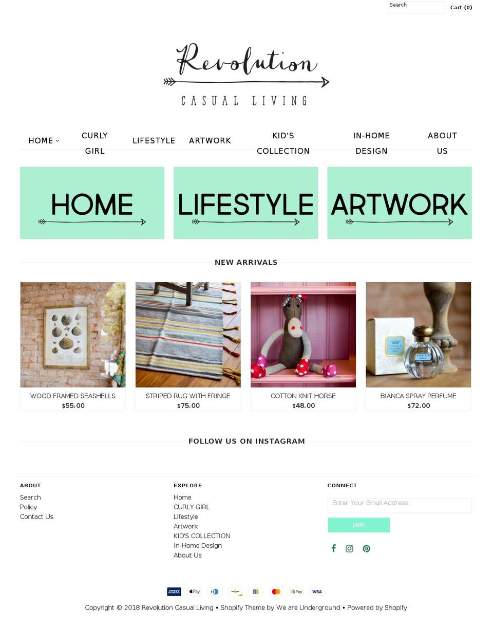 revolutioncasualliving.com shopify website screenshot
