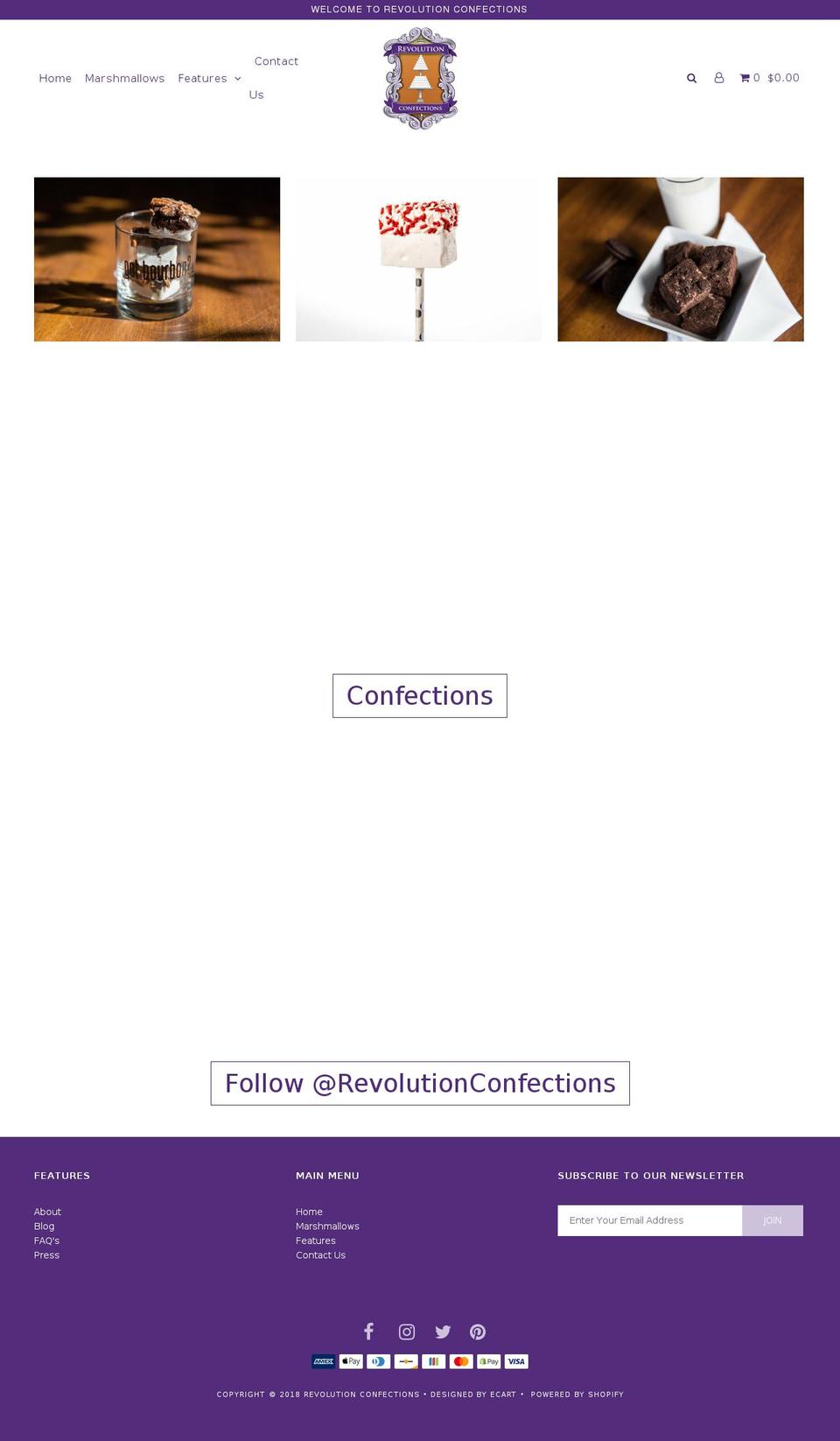revolutionconfections.com — Shopify storefront screenshot