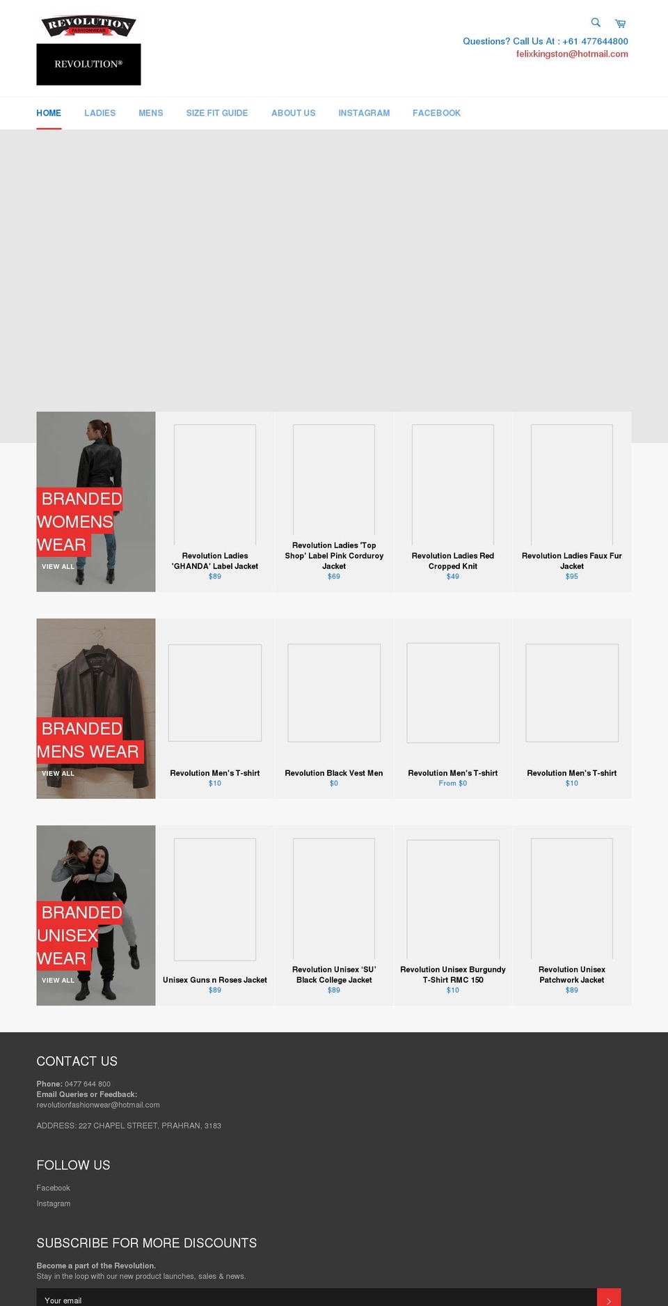 revolutionfashionwear.com.au shopify website screenshot