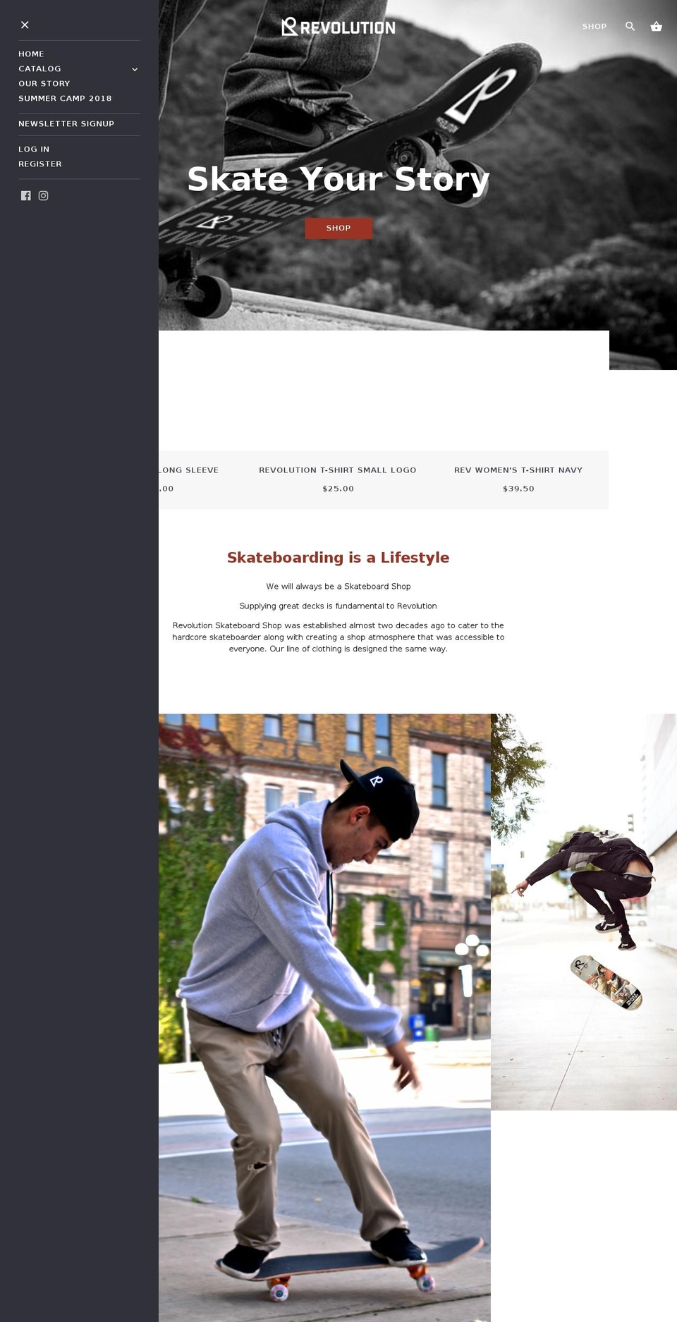 revolutionskateboard.com shopify website screenshot