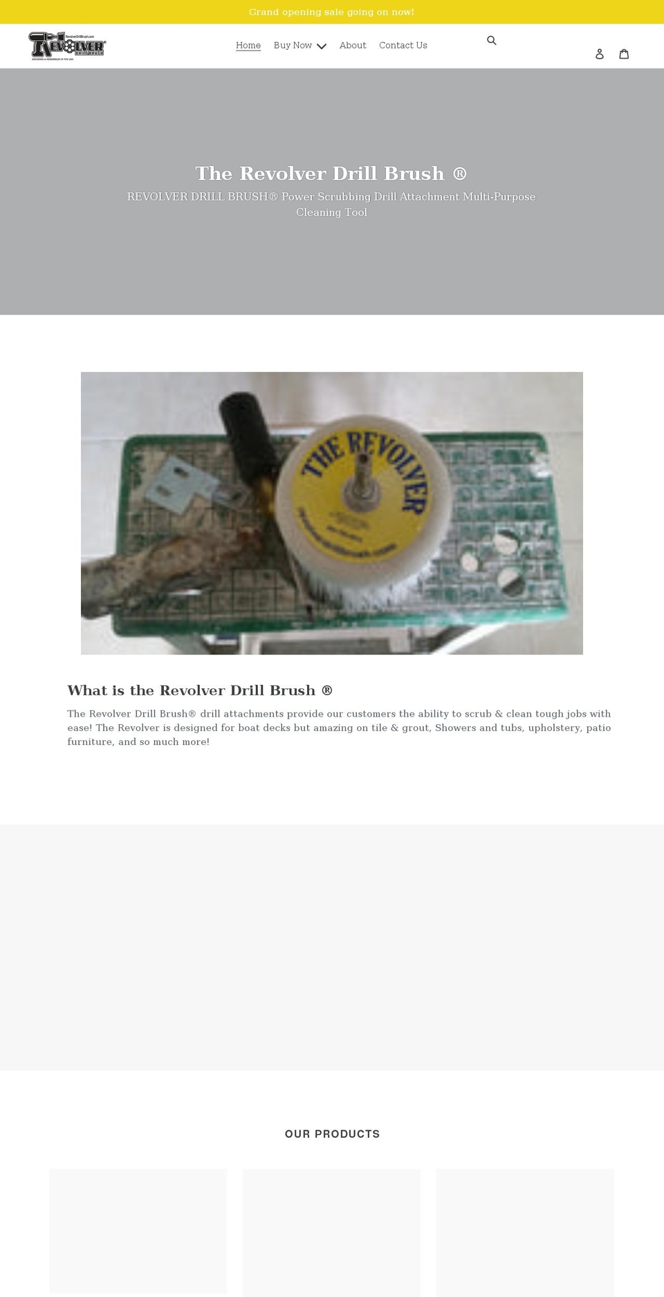 revolverdrillbrush.com shopify website screenshot
