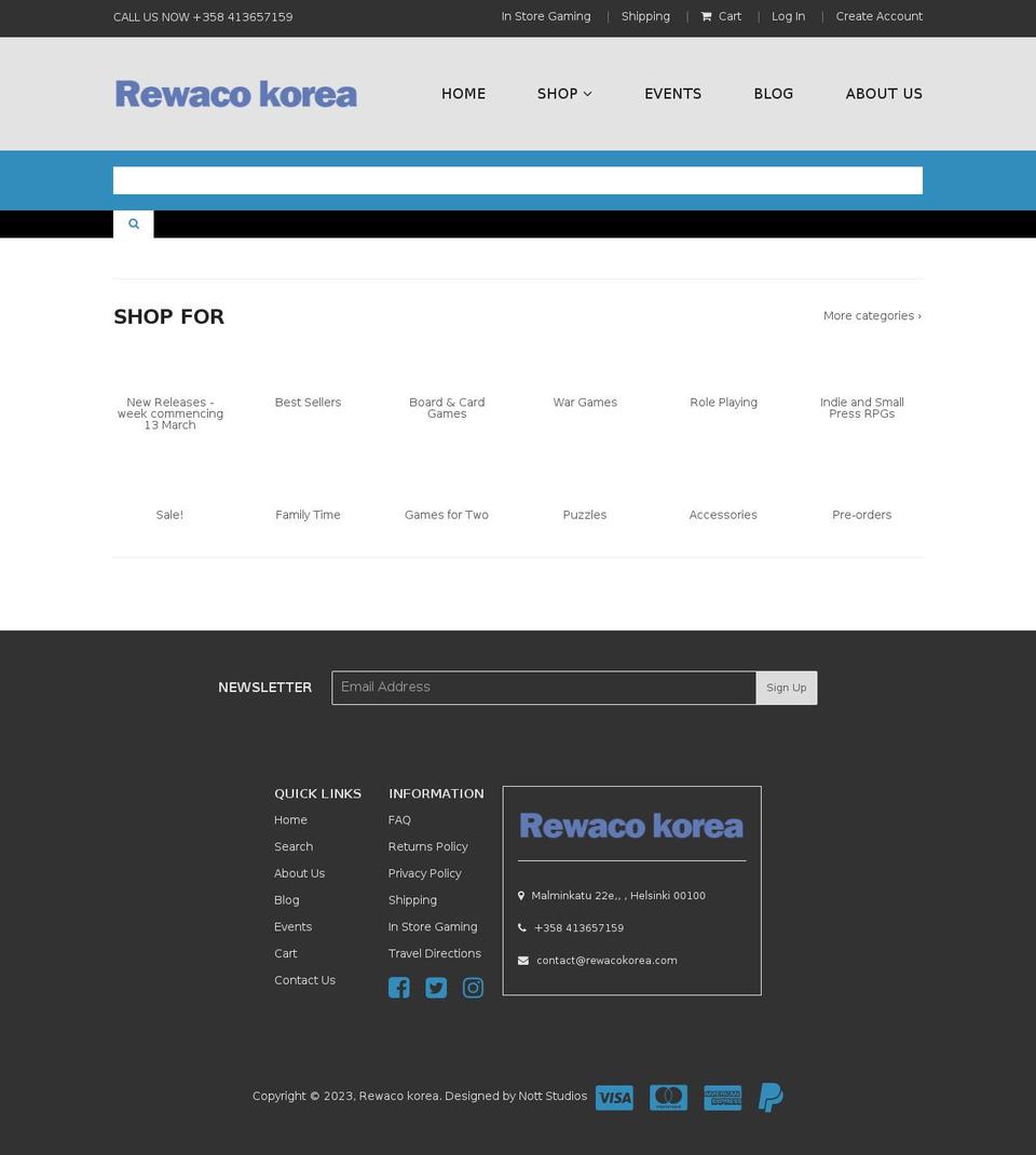 rewacokorea.com shopify website screenshot