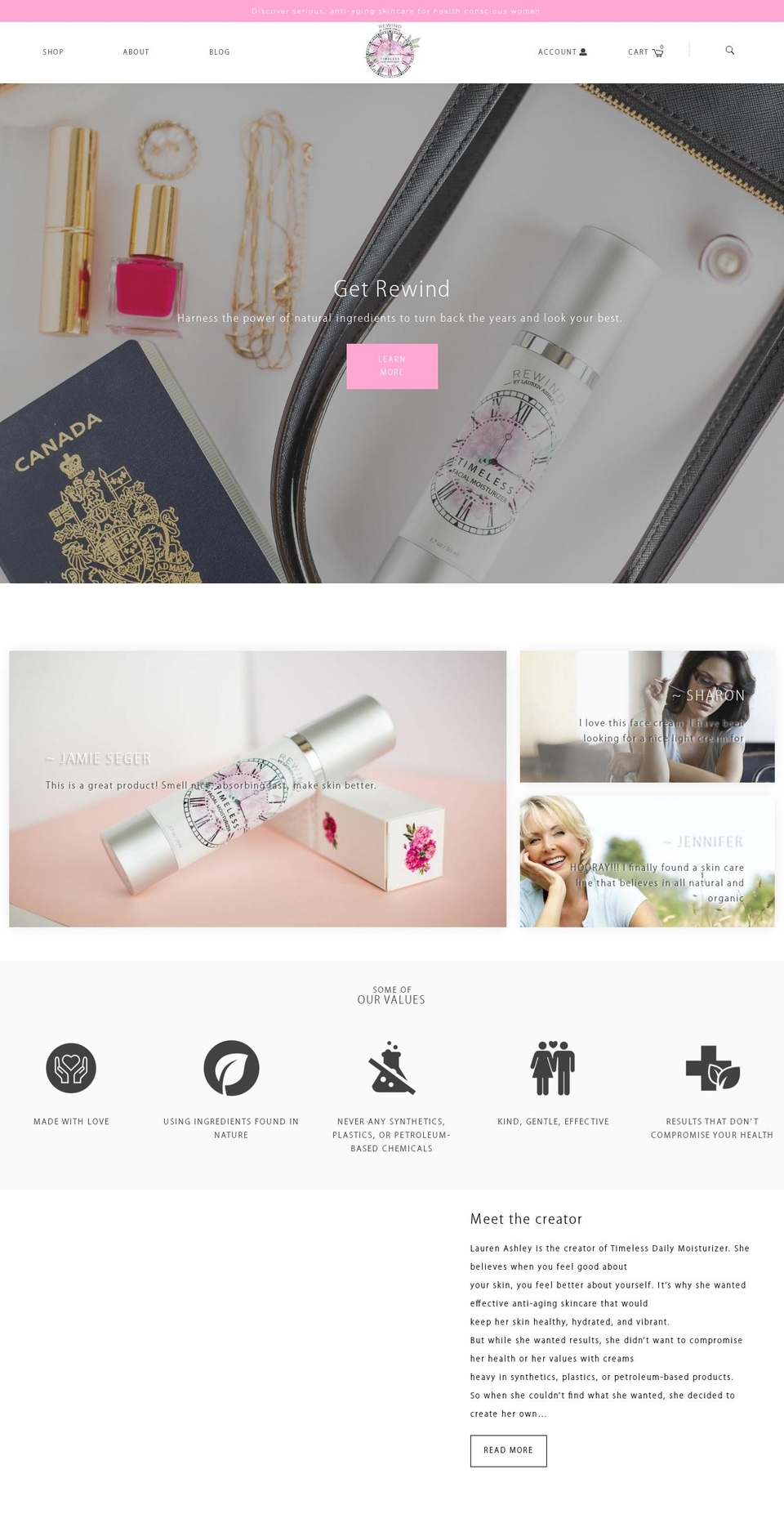 rewindbylaurenashley.com shopify website screenshot