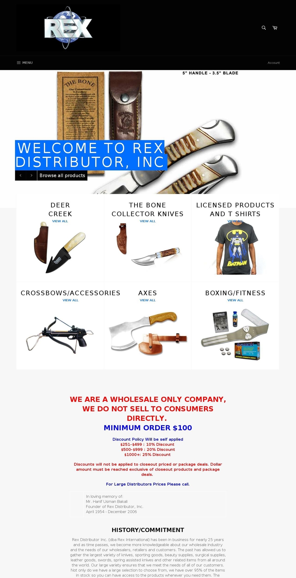 rexdist.com shopify website screenshot