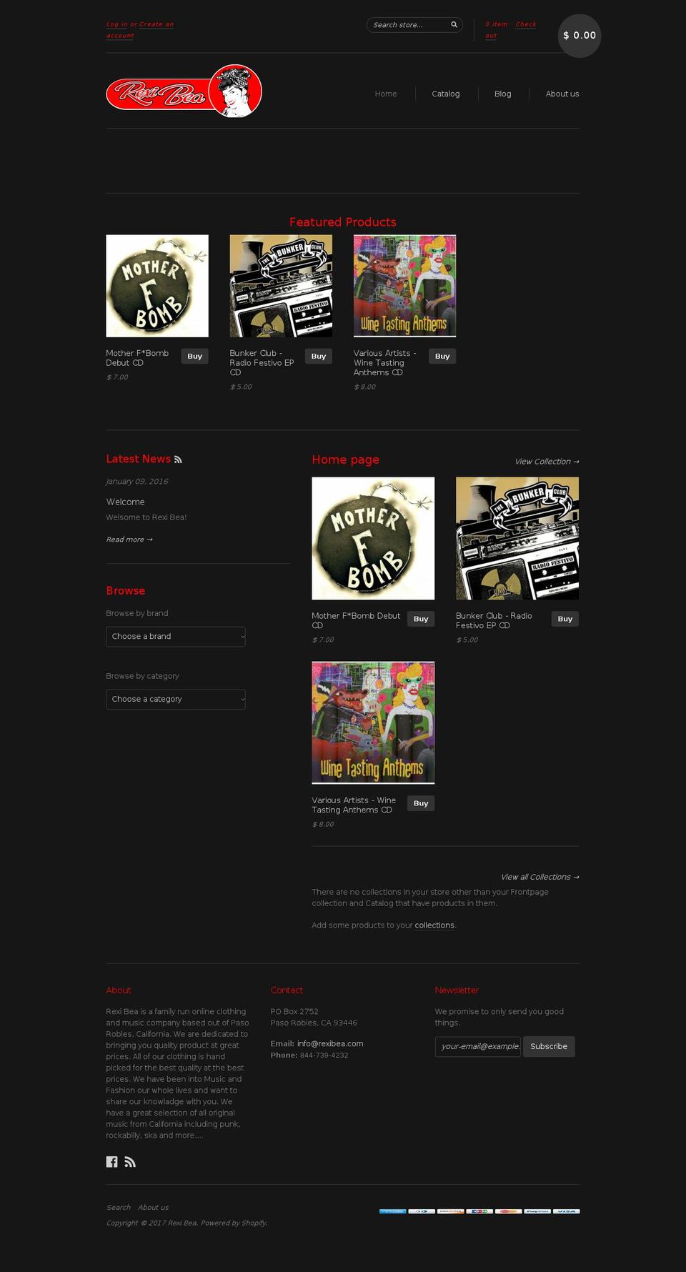 rexibea.com shopify website screenshot