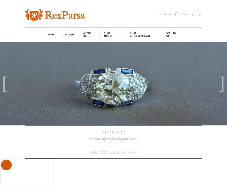 rexparsajewelry.com shopify website screenshot