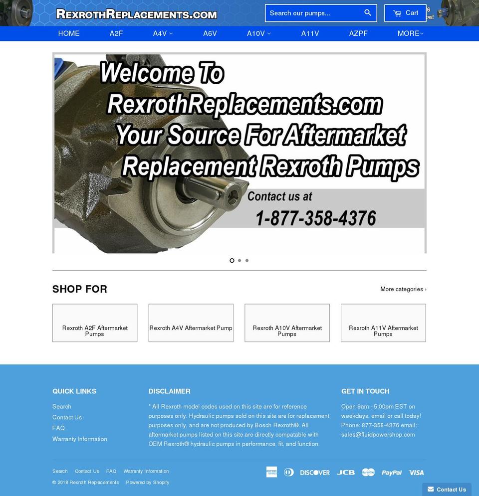 rexrothreplacement.com shopify website screenshot