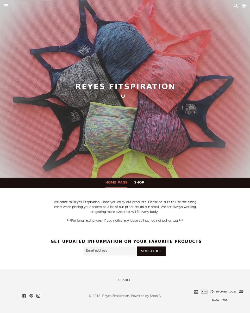 reyesfitspiration.com — Shopify storefront screenshot