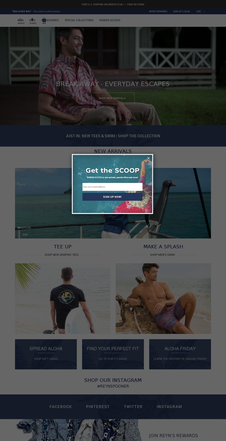 reyn-spooner.com shopify website screenshot