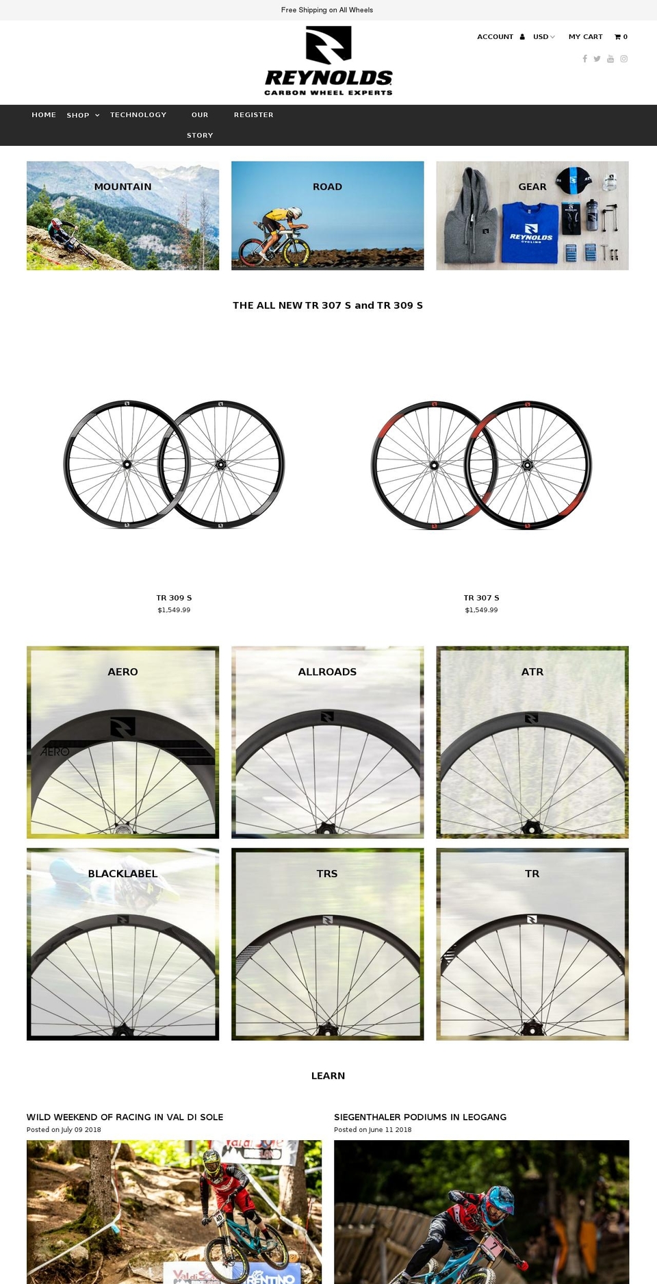 reynoldscycling.com shopify website screenshot