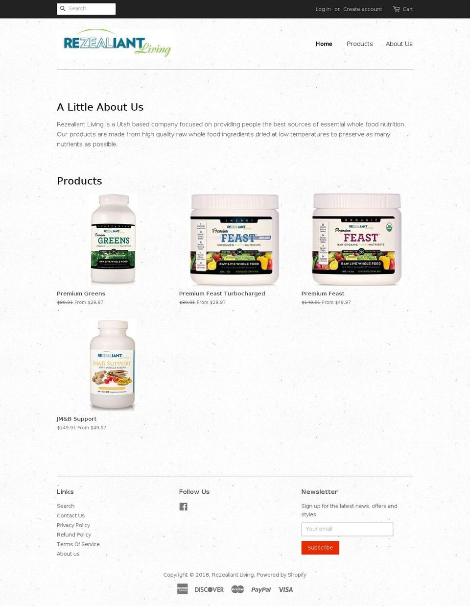 rezealianthealth.com — Shopify storefront screenshot