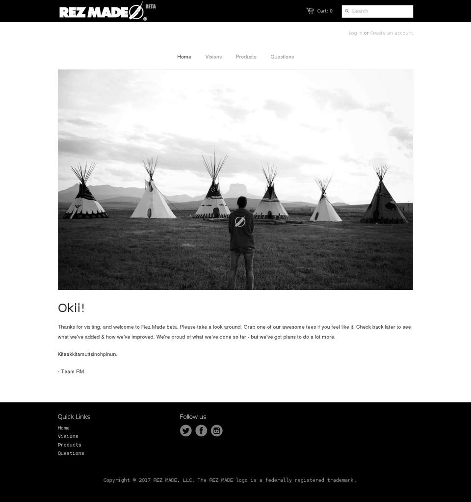 Splash page Shopify theme site example rezmade.com