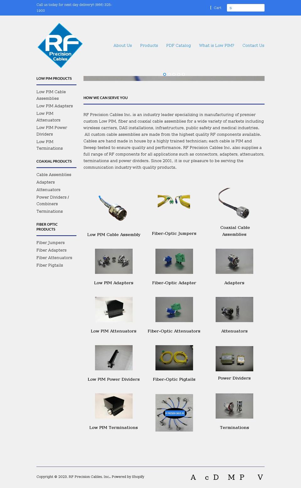 rf-precision-cables-inc.myshopify.com shopify website screenshot