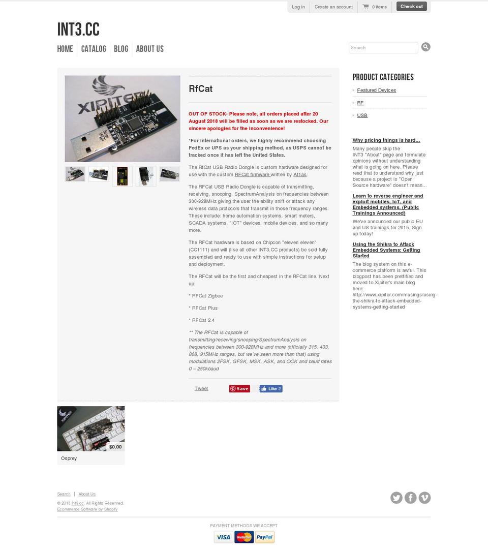 rfcat.com — Shopify storefront screenshot