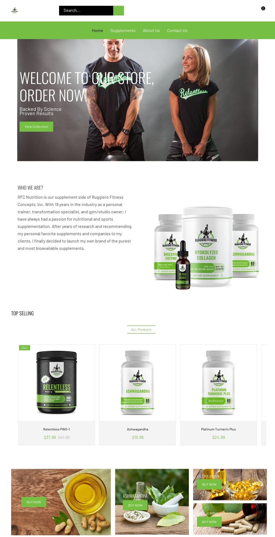rfcnutrition.com shopify website screenshot