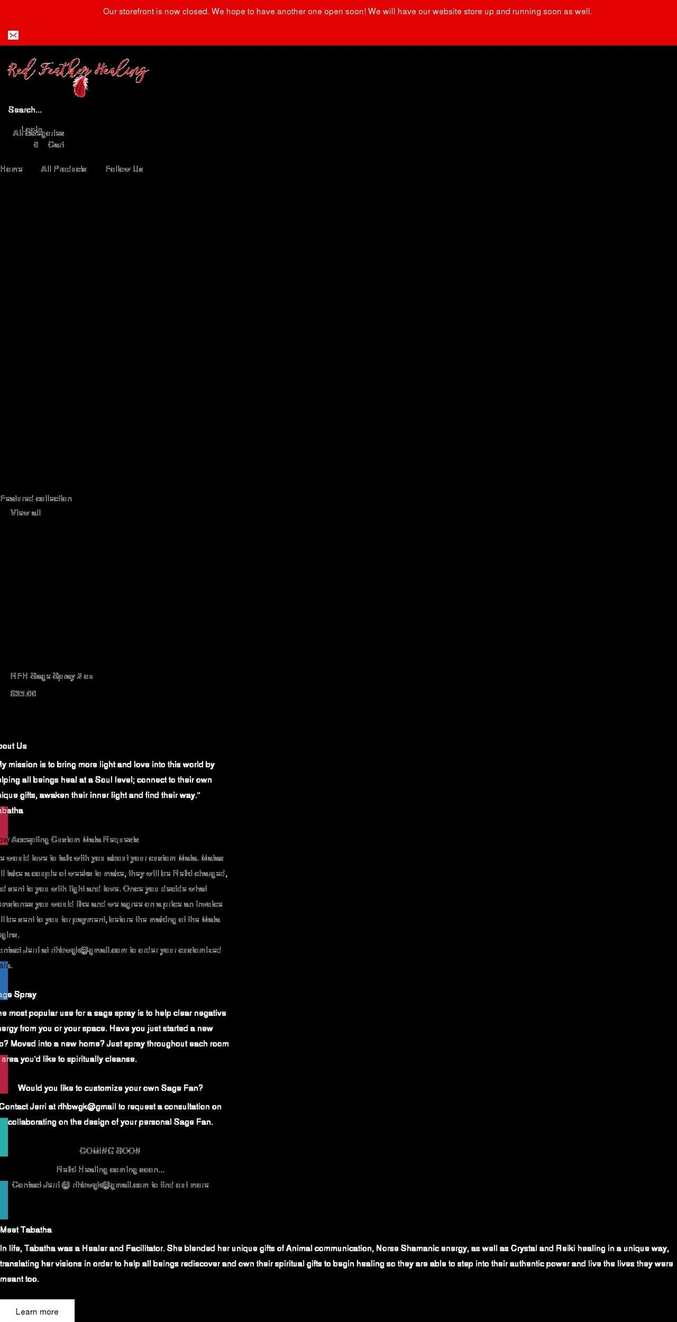 rfhealing.com shopify website screenshot