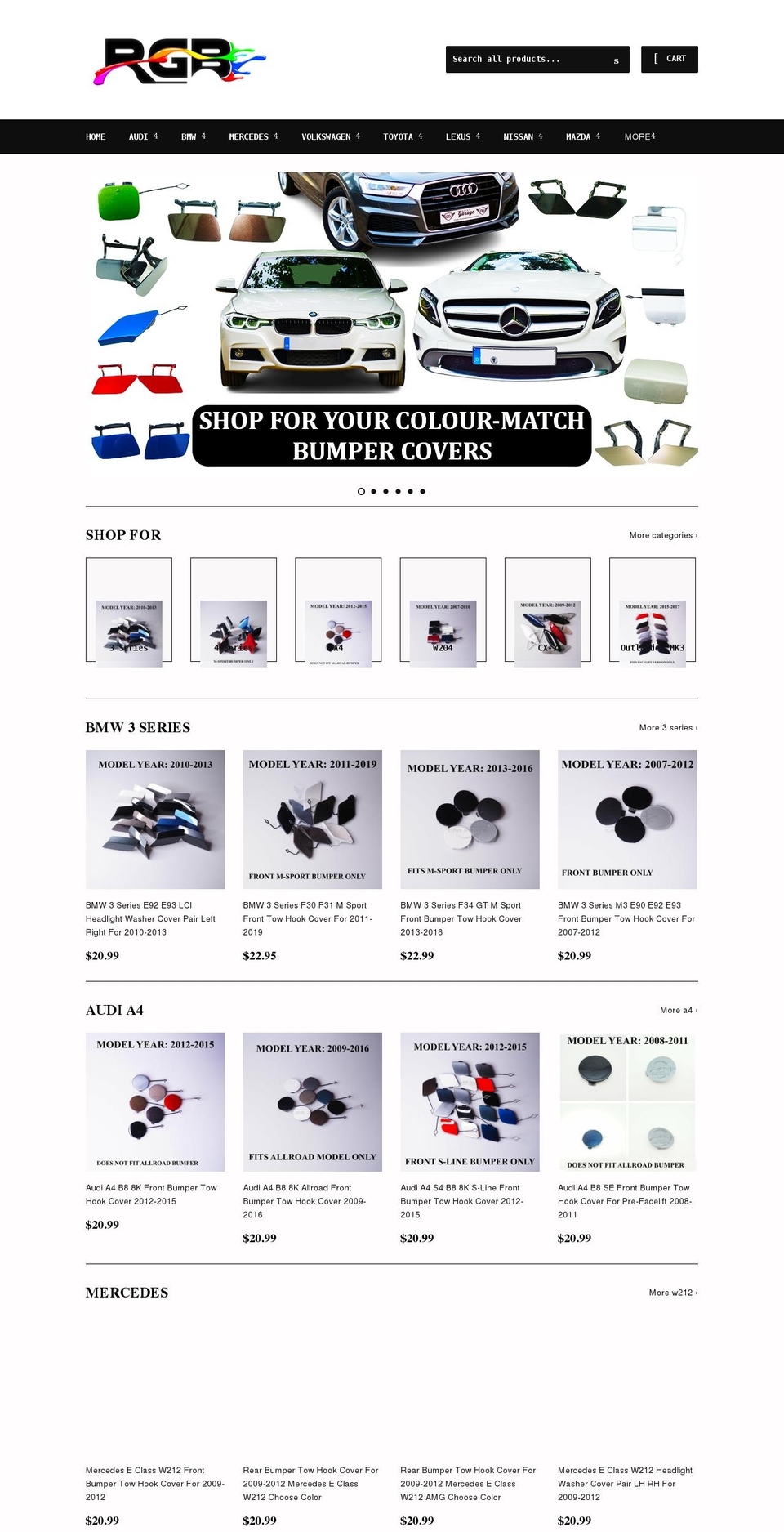rgbcarparts.com shopify website screenshot