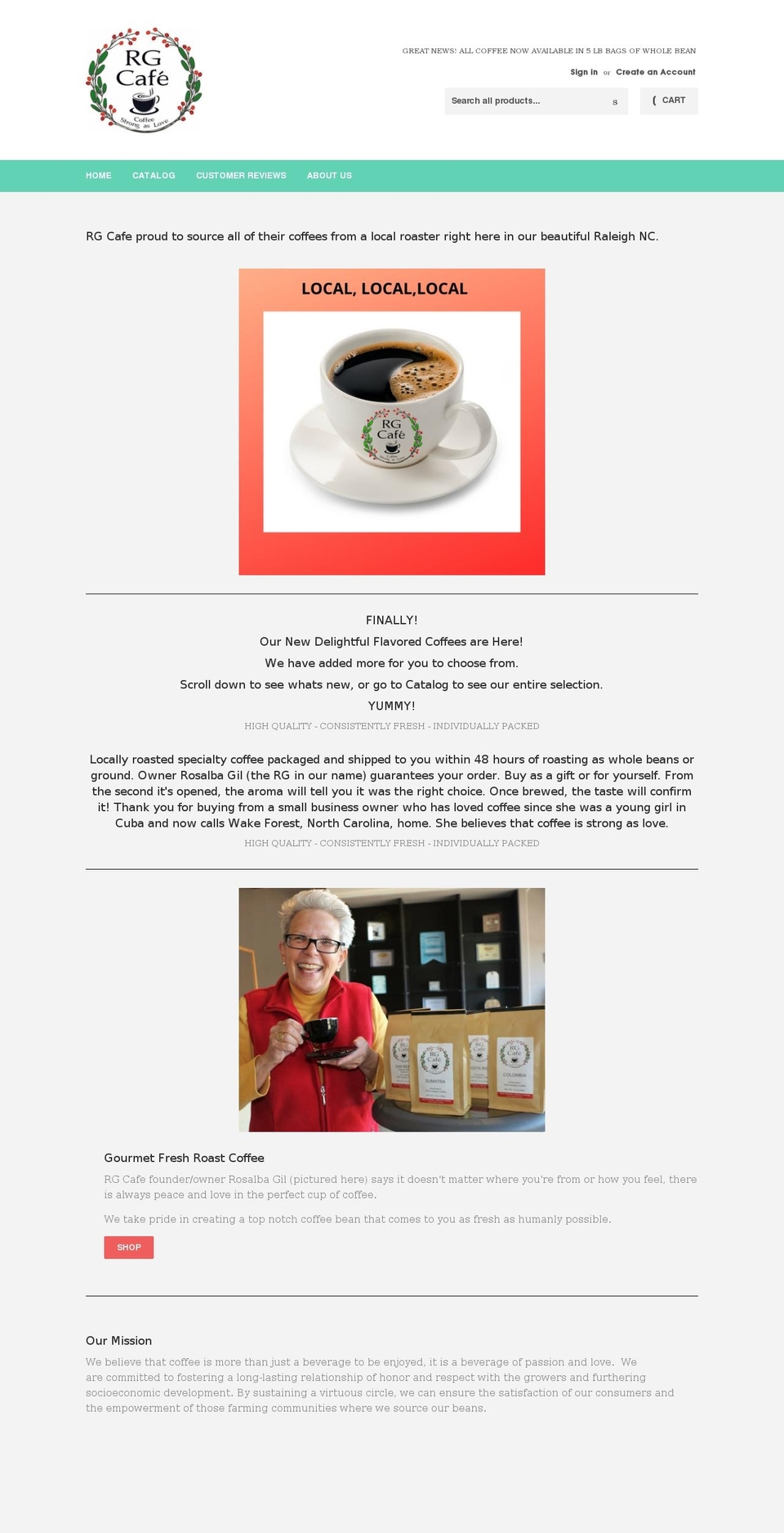 rgcafe.net shopify website screenshot