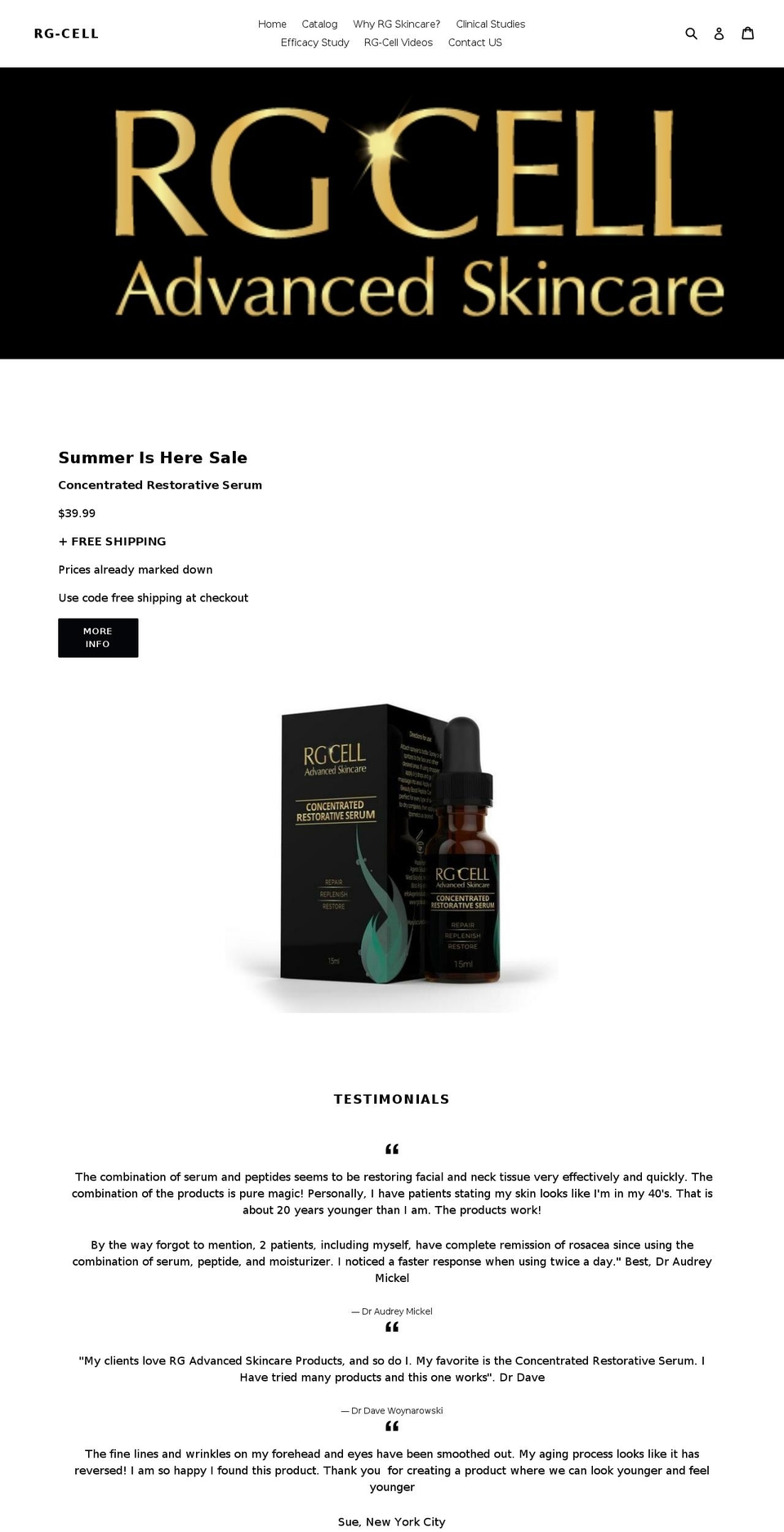 rgcellus.com — Shopify storefront screenshot