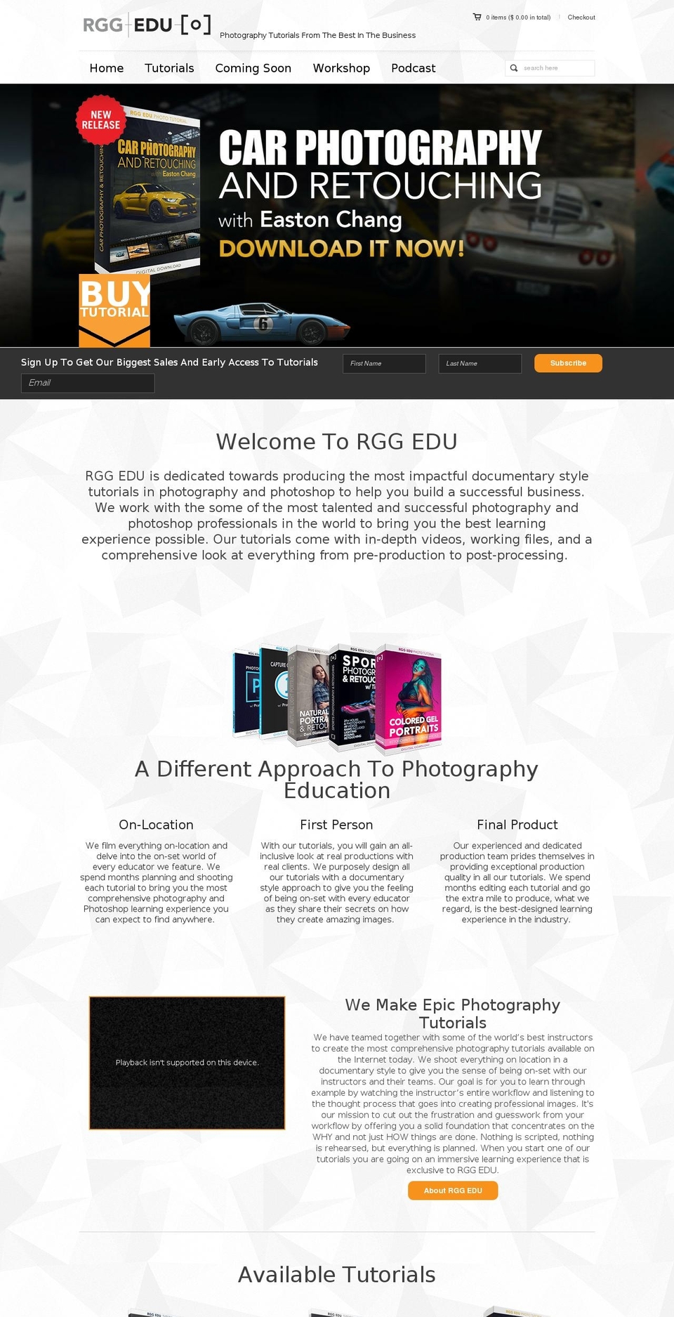 rggedu.com shopify website screenshot
