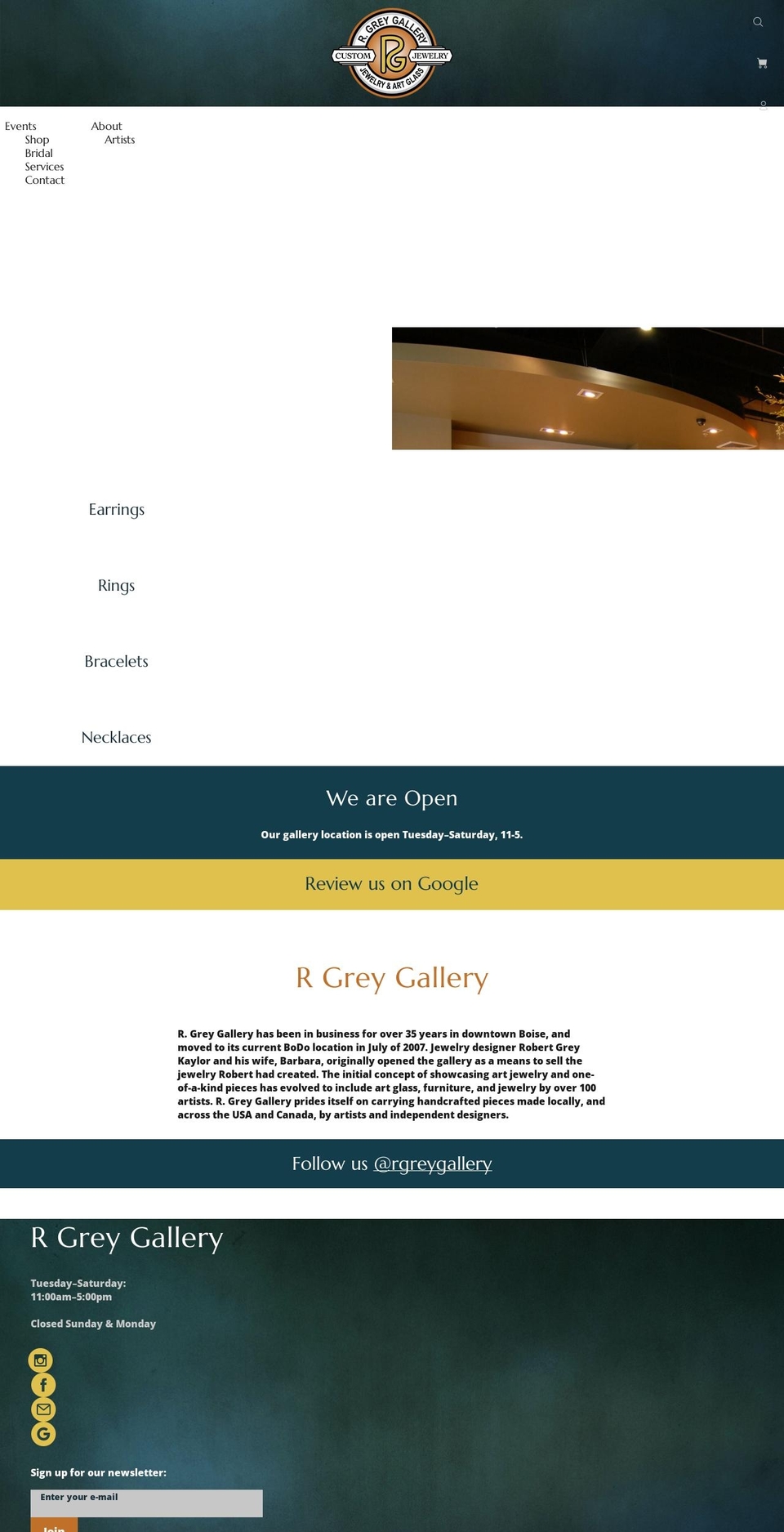 rgreygallery.com shopify website screenshot
