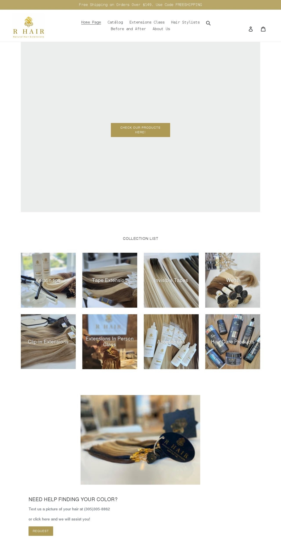 rhair.net shopify website screenshot